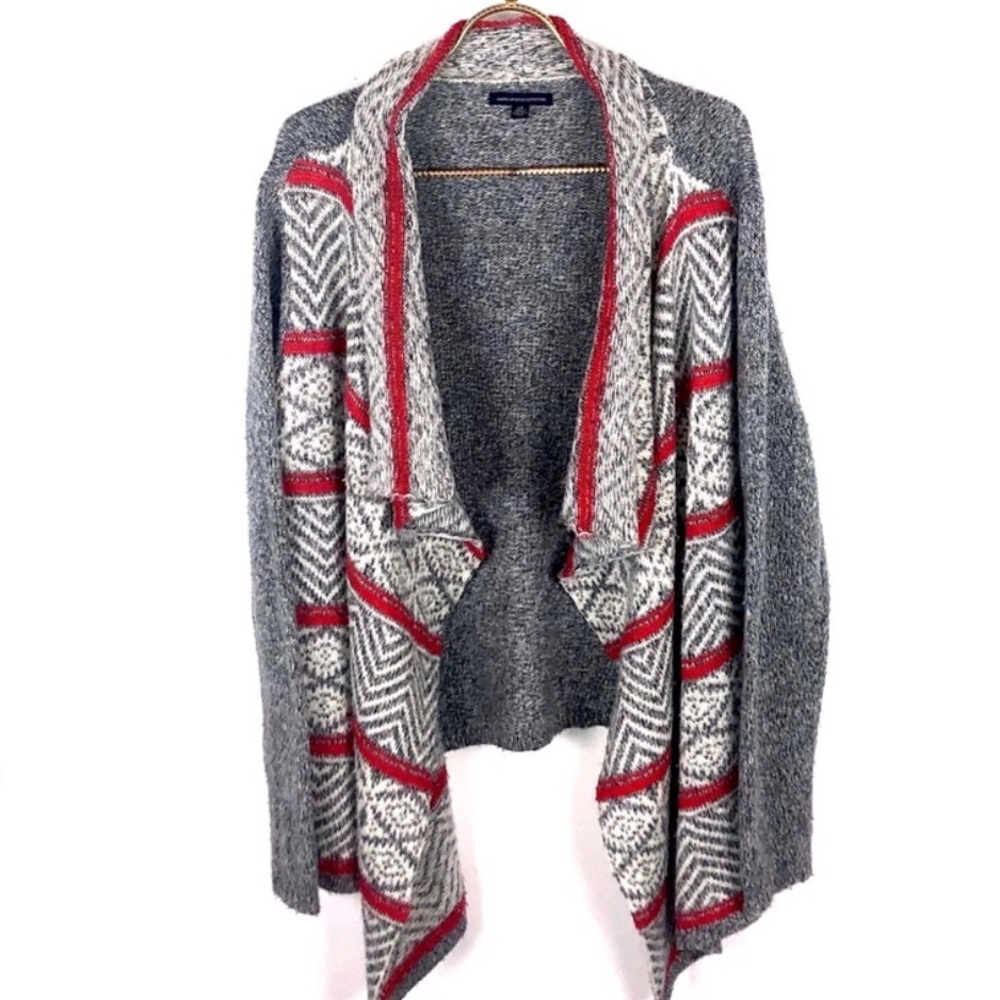 American Eagle Tribal Grey Sweater Cardigan Large - Picture 1 of 5